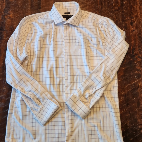 Pronto Uomo Non-Iron 17-1\2 36/37 Purple - White Check FRENCH CUFF Dress shirt - Picture 1 of 8